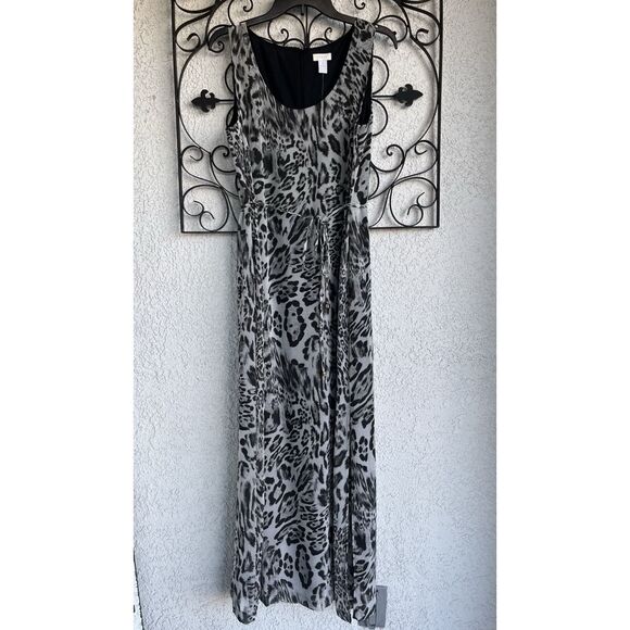 Chicos Gray Animal Gretchen Maxi Dress - Size 1/Medium - Picture 1 of 9